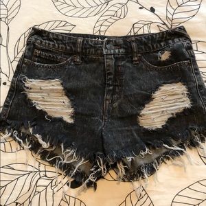 High Rise Distressed Shorts